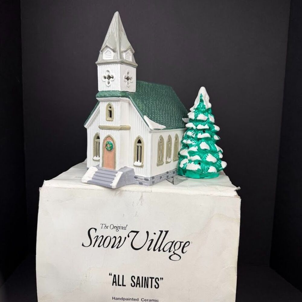 Department 56 Original Snow Village All Saints Church 5070-9 1986 w/ Box-Retired